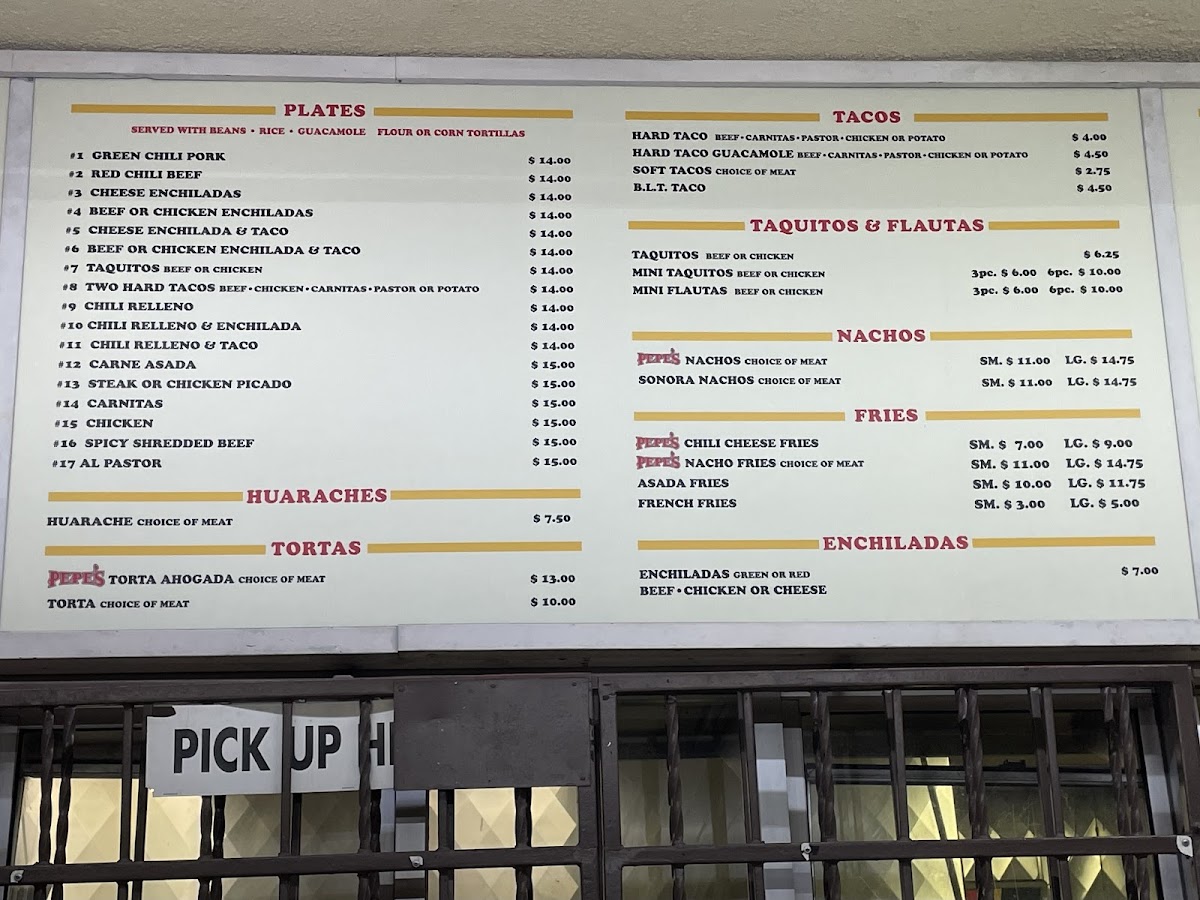 Pepe's Finest Mexican Food Menu - Image 2